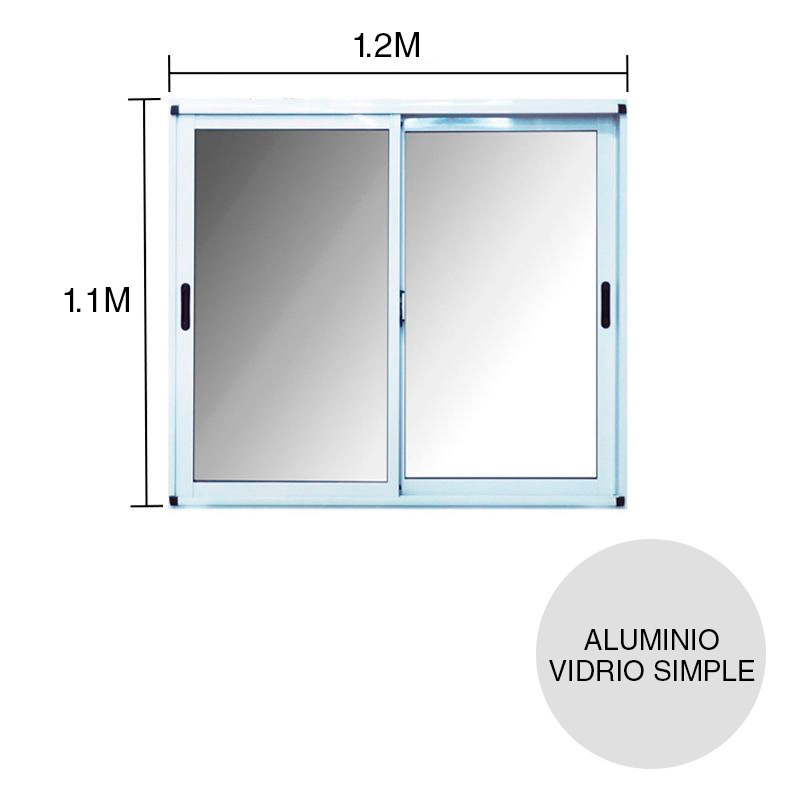 Ventana corrediza vidrio entero aluminio Moderna blanco 1.1m x 1.2m