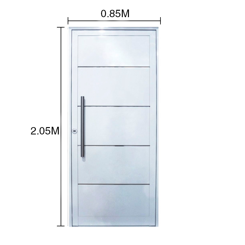 Puerta aluminio moderna ciega 5 tableros derecha blanca 0.85m x 2.05m