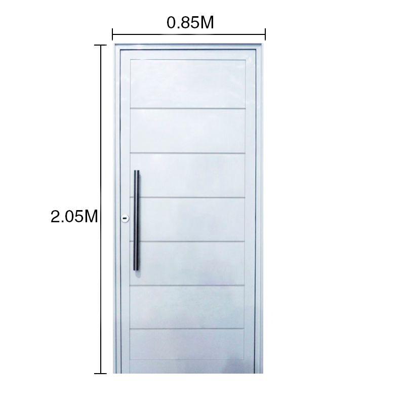 Puerta aluminio moderna ciega 7 tableros derecha blanca 0.85m x 2.05m