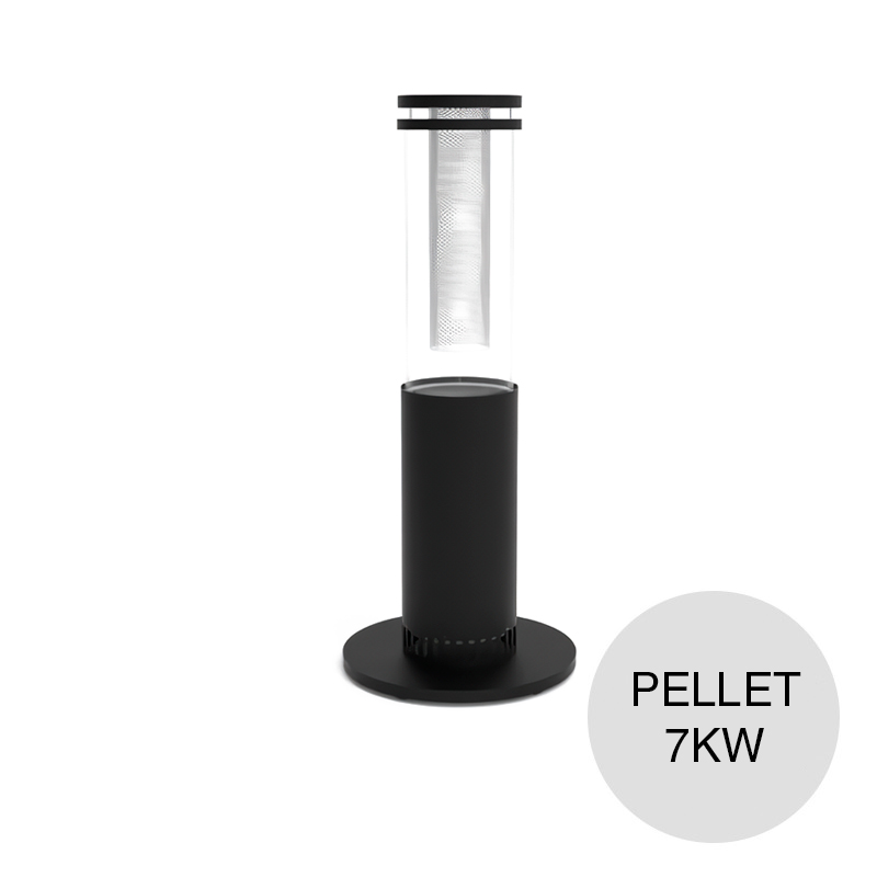 Estufa pellet exterior Pellevita 7kw acero negro ø 265mm x 1.27m