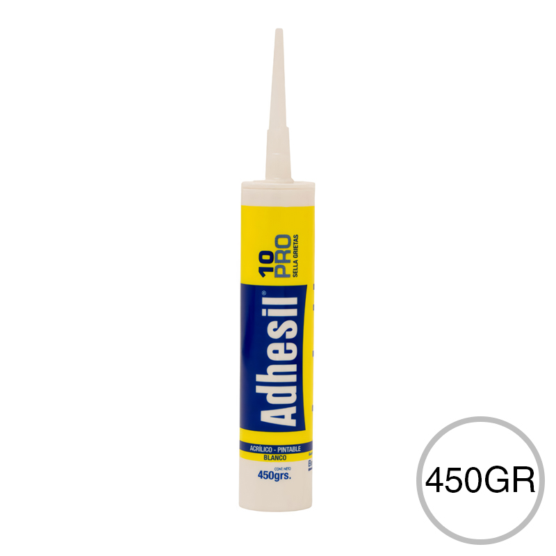 Sellador acrilico 10 Pro p/grietas pintable blanco cartucho x 450gr