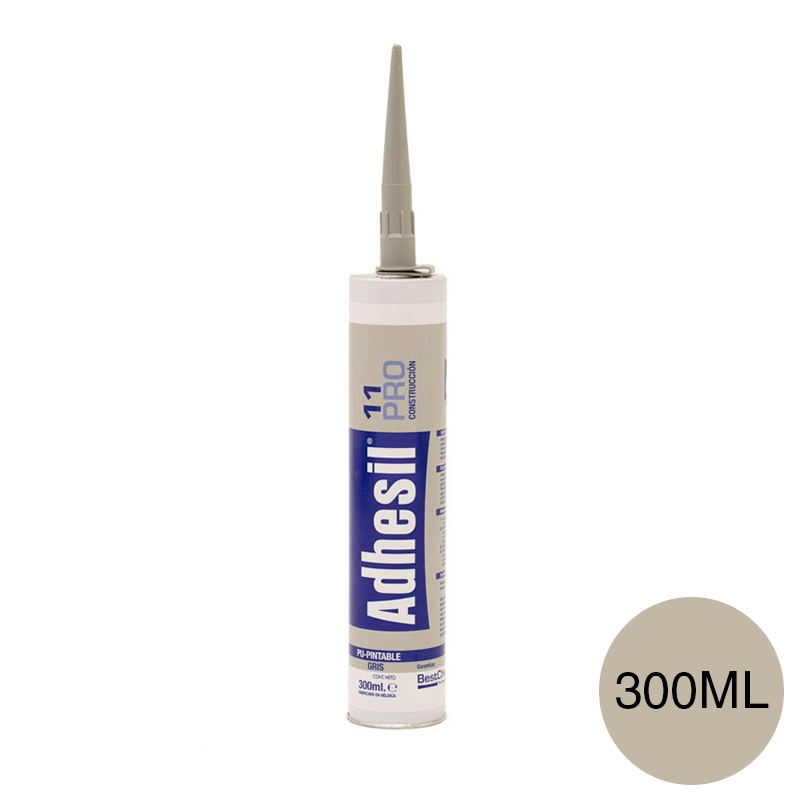 Sellador adhesivo poliuretanico 11 Pro pintable gris cartucho x 300ml