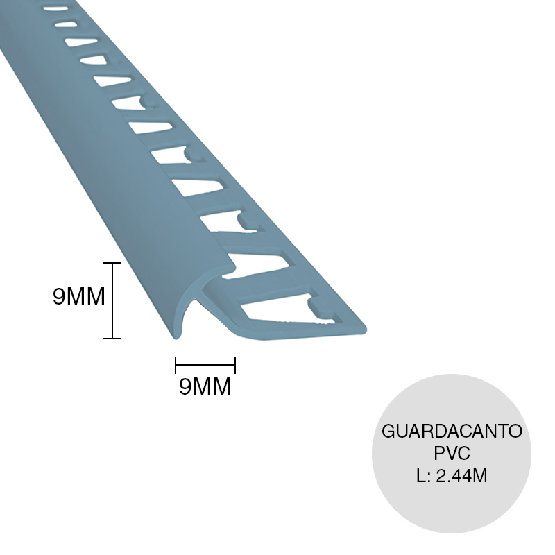 Perfil guardacanto PVC pared Plus azul fuerza area 9mm x 9mm x 2.44m