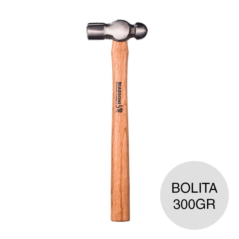 Martillo bolita acero c/mango madera 300gr