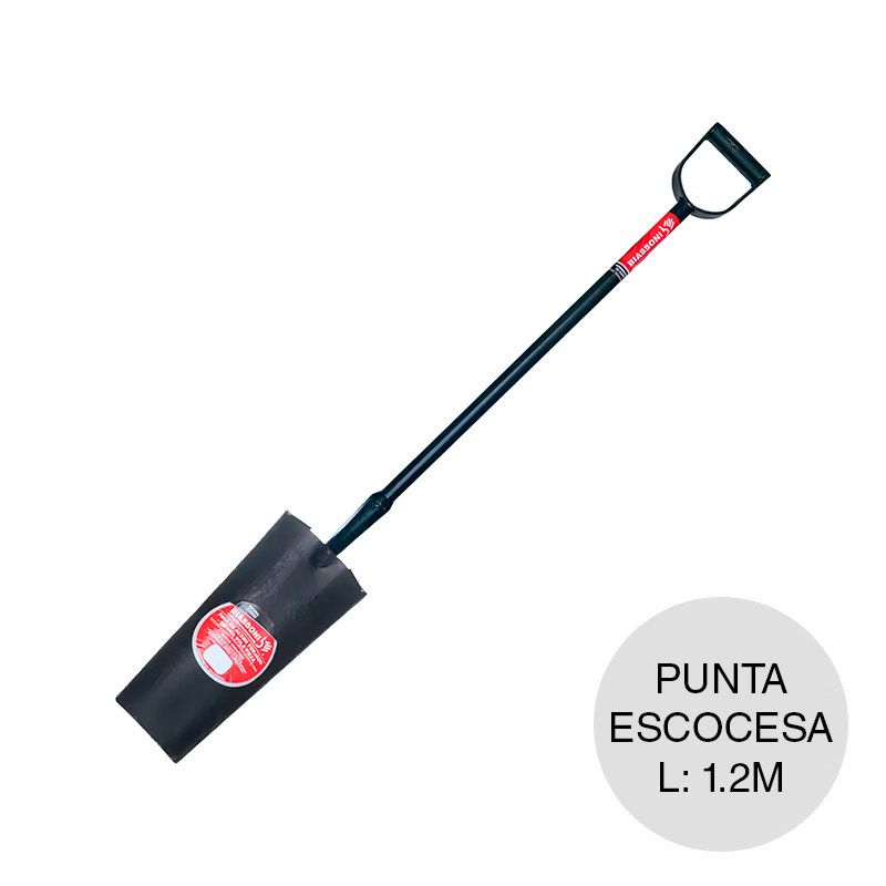 Pala forjada pocera punta escocesa cabo largo empuñadura caño 1.2m