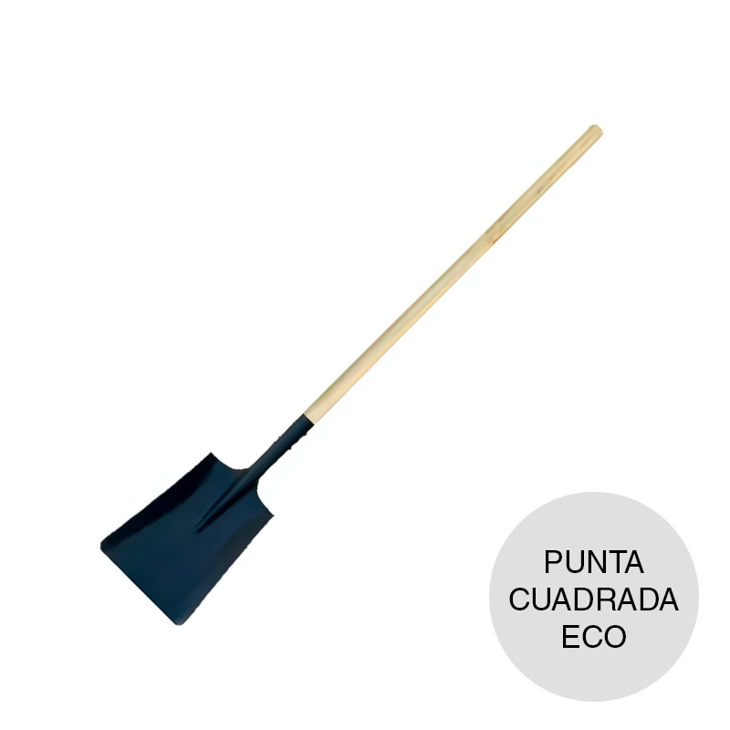 Pala estampada ECO punta cuadrada cabo largo madera