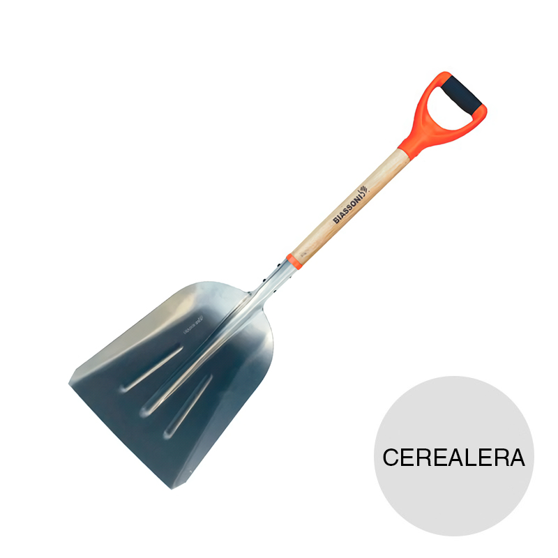 Pala estampada cerealera cabo corto madera empuñadura bicomponente ergo