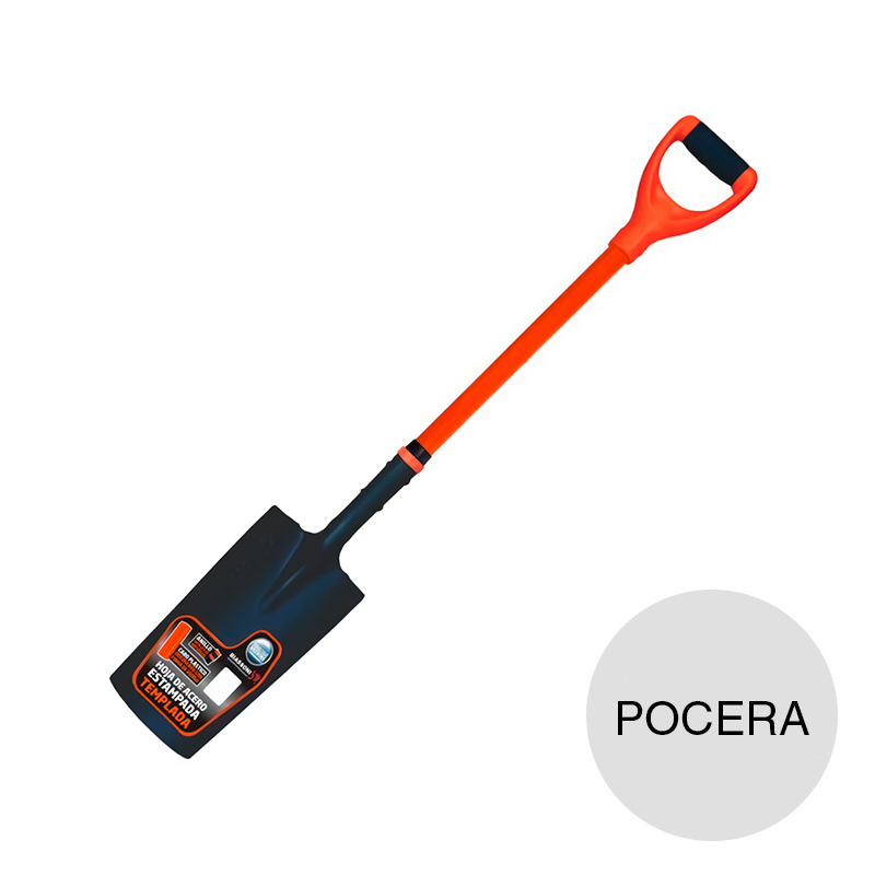 Pala estampada pocera cabo corto fibra de vidrio empuñadura bicomponente