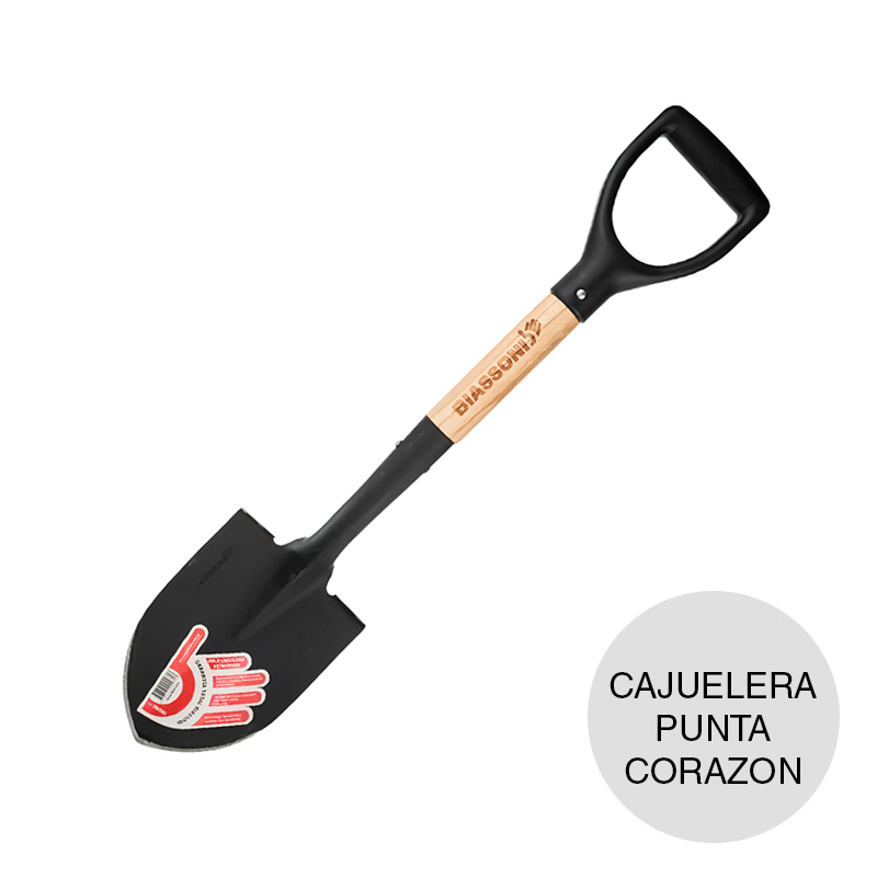 Pala cajuelera punta corazon cabo corto empuñadura monocomponente