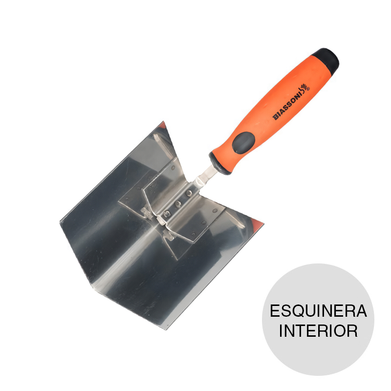 Espatula esquinera interior c/mango bicomponente acero inoxidable