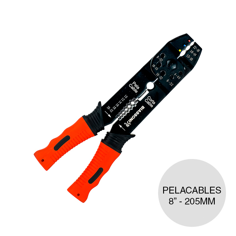 Pinza pelacables multiproposito 10 a 22 AWG acero 8" - 205mm