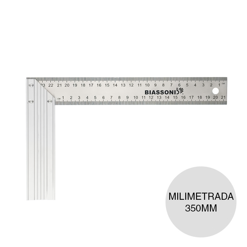 Escuadra 90° carpintero c/mango aluminio hoja milimetrada acero 350mm