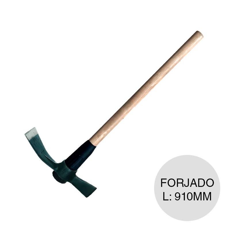 Pico forjado pala y hacha c/cabo madera y capuchon 910mm