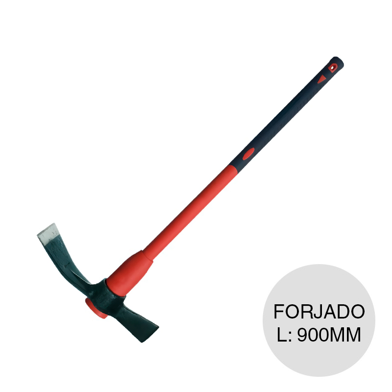 Pico forjado pala y hacha c/cabo fibra de vidrio 900mm
