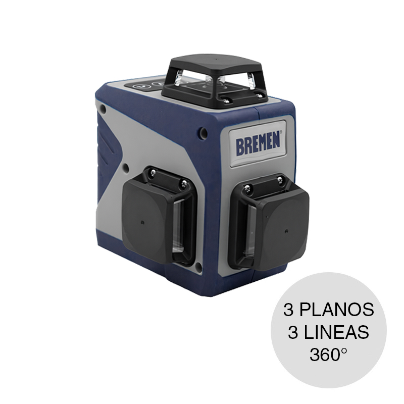 Nivel laser autonivelante 3 planos 360° 3 lineas c/luz verde