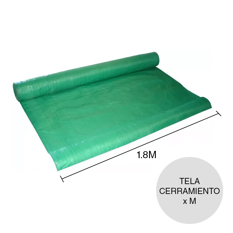 Tela cerramiento polipropileno verde rollo x 1.8m x m