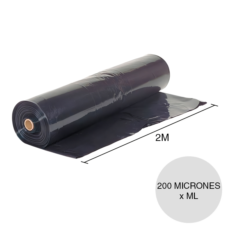 Film impermeabilizante polietileno 200 micrones negro rollo 2m x ml