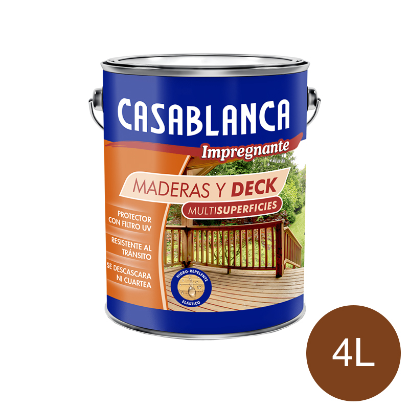 Impregnante protector Maderas y Deck Multisuperficies base solvente exterior interior roble lata x 4l