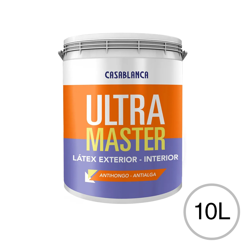Pintura latex acrilico Ultramaster antihongo exterior interior blanco mate balde x 10l