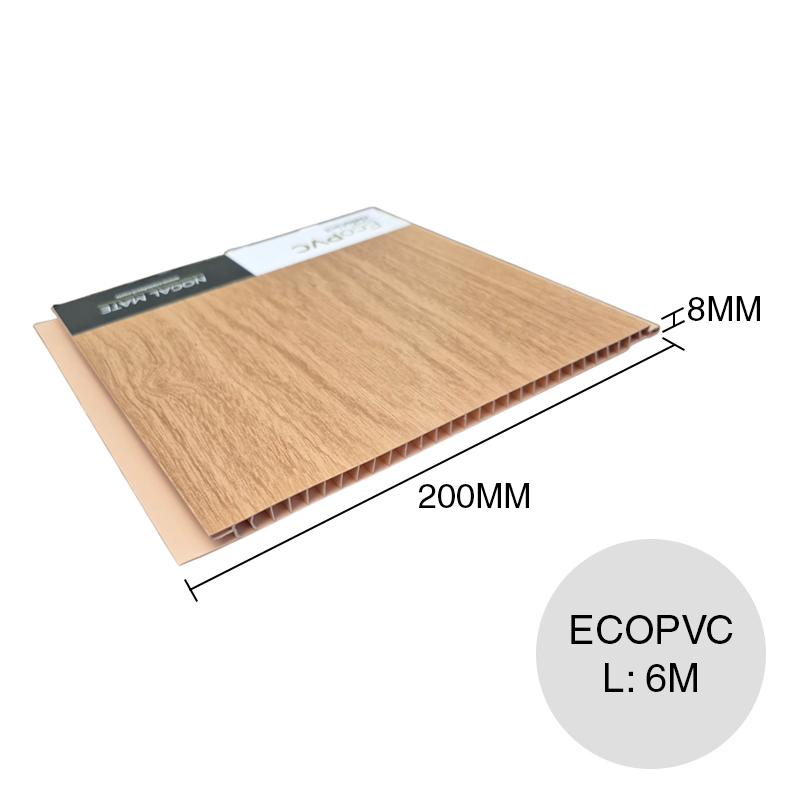 Cielorraso y revestimiento EcoPVC nogal 8mm x 200mm x 6m