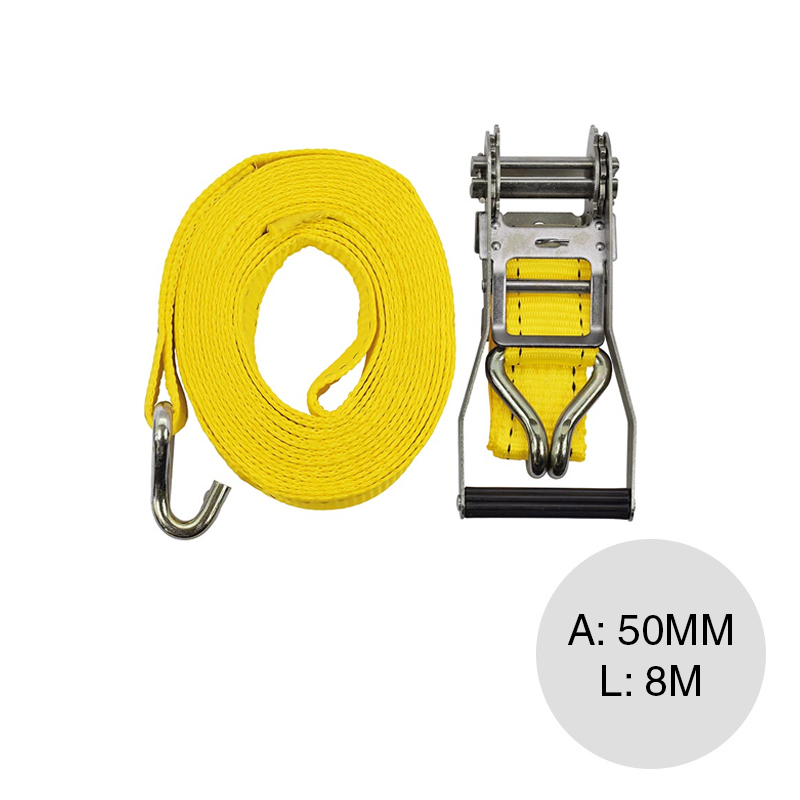 Cincha amarre reforzada poliester c/crique amarillo 50mm x 8m