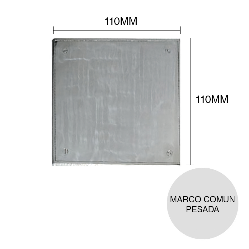 Tapa ciega Marco Comun Pesada desagüe piso bronce fundido pulido 110mm x 110mm