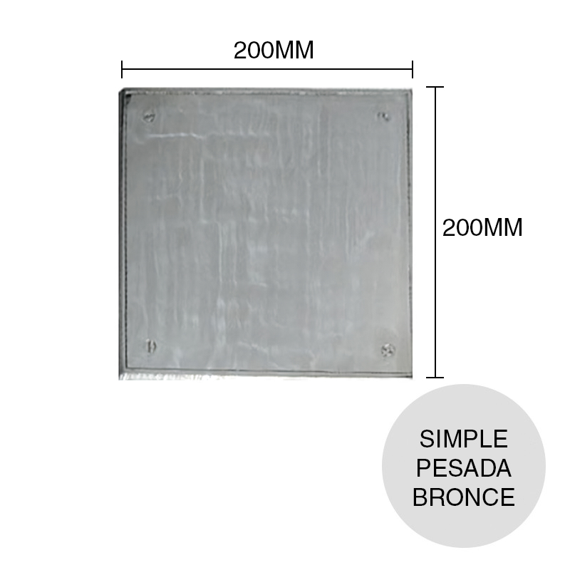 Tapa ciega Simple Pesada desagüe piso bronce fundido pulido 200mm x 200mm