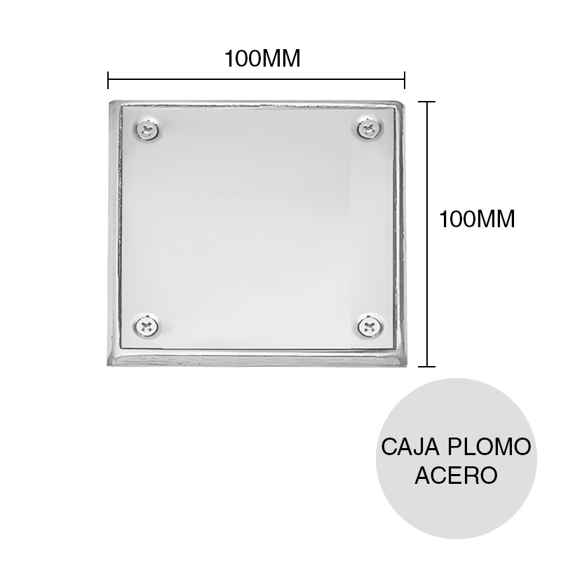 Tapa ciega Caja Plomo desagüe piso acero inoxidable 100mm x 100mm