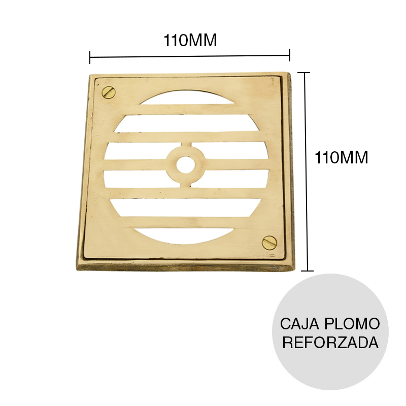 Reja Caja Plomo Reforzada bronce fundido pulido 110mm x 110mm