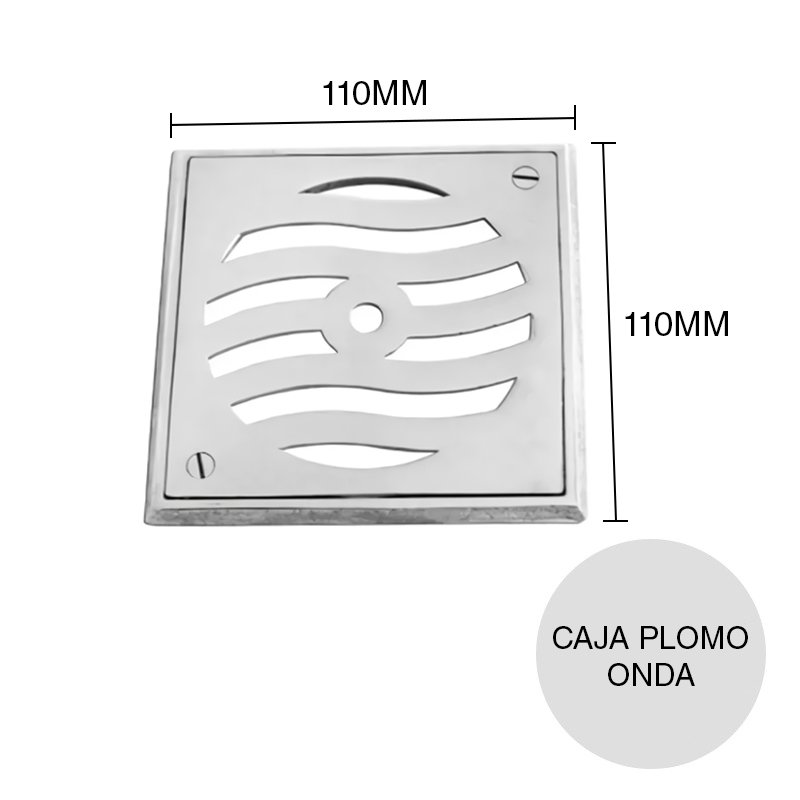 Reja Caja Plomo Onda desagüe piso bronce fundido cromado 110mm x 110mm