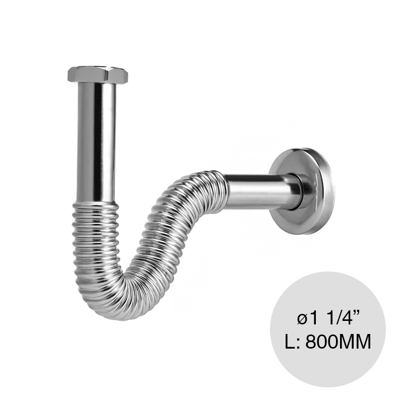 Descarga flexible lavatorio bronce cromado ø 1 1/4" x 800mm