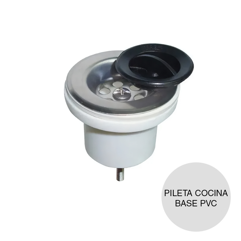 Sopapa p/pileta cocina base PVC acero inoxidable