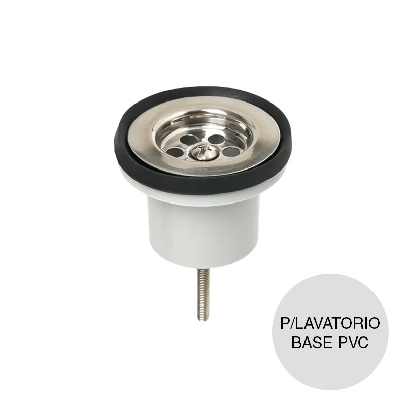 Sopapa p/lavatorio base PVC acero inoxidable
