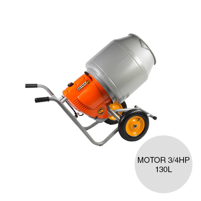 Hormigonera Compact 130 c/motor 3/4hp rueda neumatica 130l