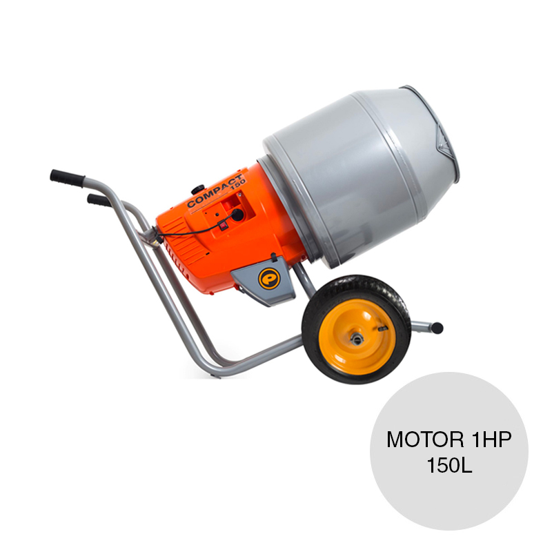 Hormigonera Compact 150 c/motor 1hp rueda neumatica 150l