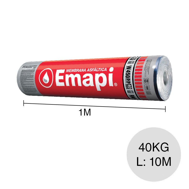 Membrana asfaltica W450 P/P polietileno no transitable no expuesta 40kg x 1m x 10m rollo x 10m²