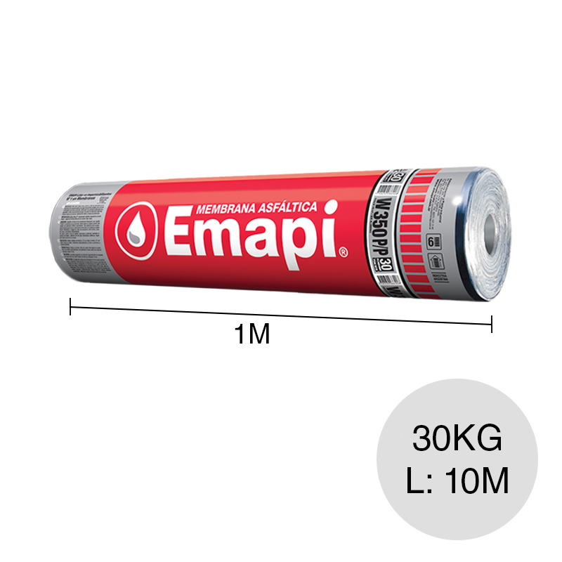 Membrana asfaltica W350 P/P polietileno no transitable no expuesta 30kg x 1m x 10m rollo x 10m²