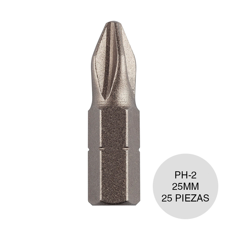 Juego punta industrial phillips PH-2 25mm acero caja x 25 piezas