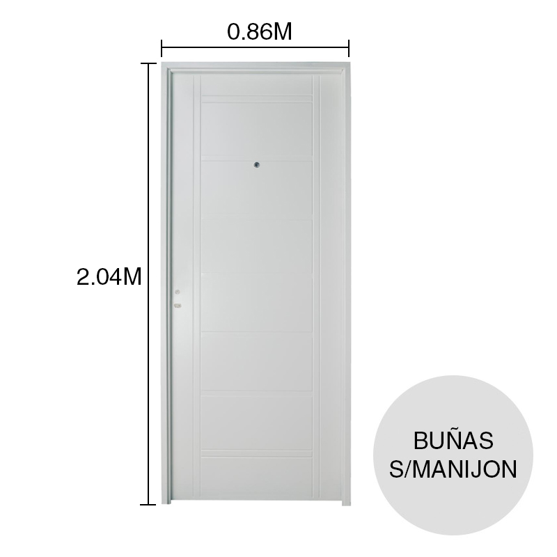 Puerta doble exterior derecha 80 chapa inyectada buñas s/manijon ciega blanco 88mm x 866mm x 2.04m
