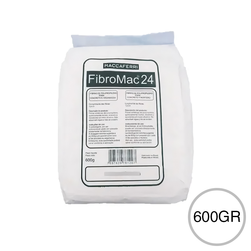 Fibra polipropileno Fibromac 24 p/refuerzo concreto mortero bolsa x 600gr