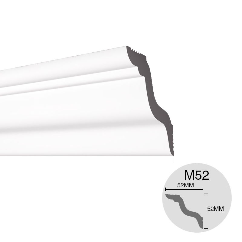 Moldura decorativa interior p/techo pared M52 XPS 52mm x 52mm x 2m