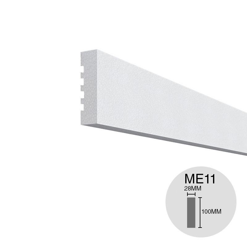 Moldura decorativa exterior p/frentes ME11 EPS s/revestir 28mm x 100mm x 1m