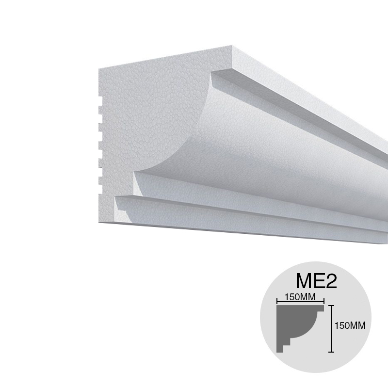 Moldura decorativa exterior p/frentes ME2 EPS s/revestir 150mm x 150mm x 1m