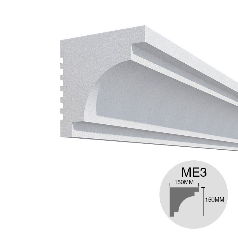 Moldura decorativa exterior p/frentes ME3 EPS s/revestir 150mm x 150mm x 1m