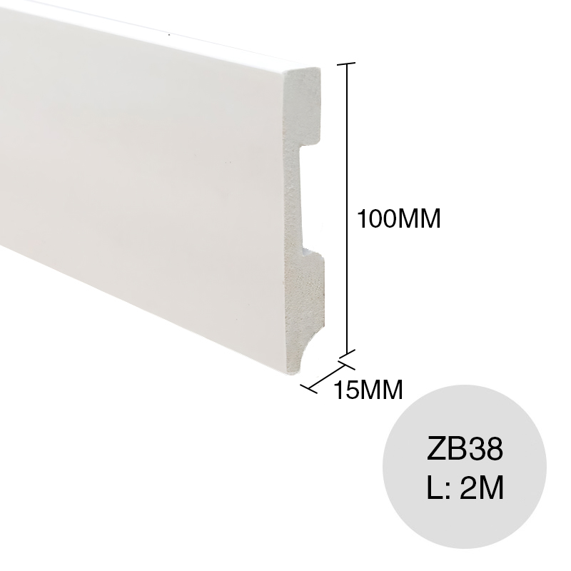 Zocalo recto xps ZB38 blanco 15mm x 100mm x 2m