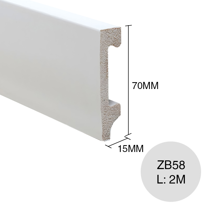 Zocalo recto xps ZB58 blanco 15mm x 70mm x 2m
