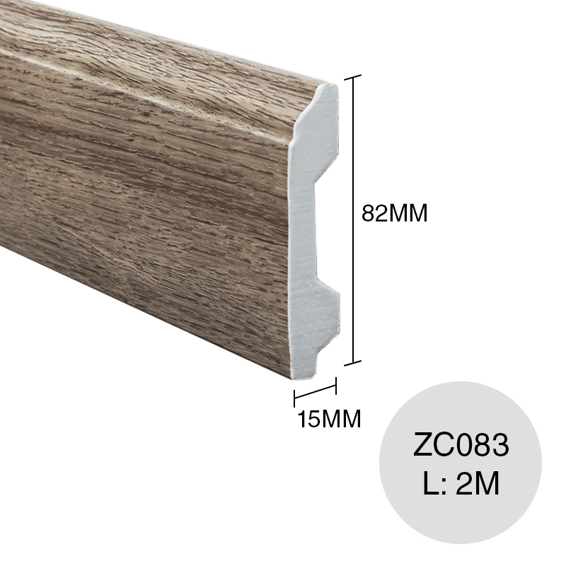 Zocalo curvado ZC083 XPS simil madera oscuro 15mm x 82mm x 2m