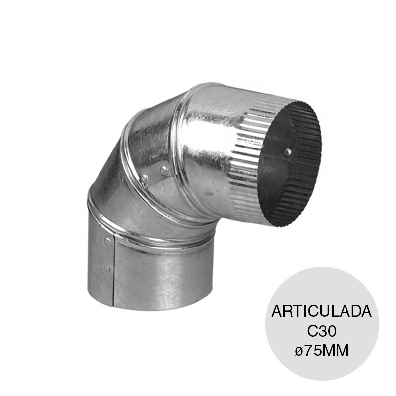 Curva articulada zingueria chapa galvanizada C30 ø 75mm