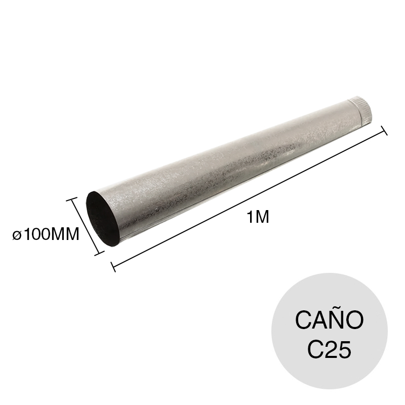 Caño chapa galvanizada C30 ø 100mm x 1m