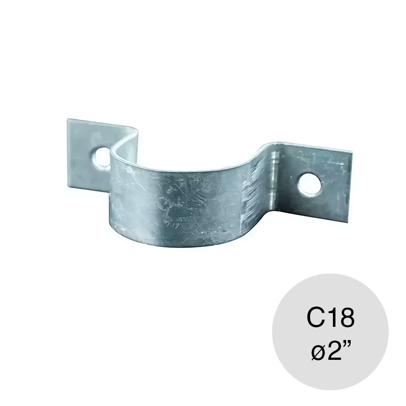 Grampa abrazadera omega p/caños chapa galvanizada C18 ø 2"